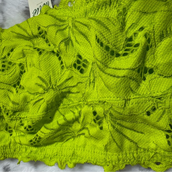 Aerie bandeau top tube strapless top bra lime πβπ© green neon lace floral bustier - Picture 4 of 9